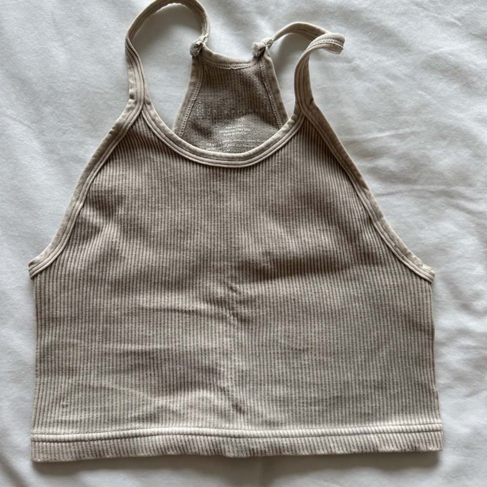 FP Movement Tan Ribbed Crop Tank Top